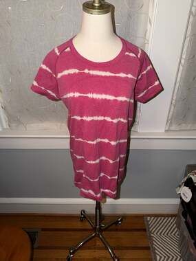 Lululemon Swiftly Tech Short Sleeve Shirt Pink Shibori Stripe Size 12